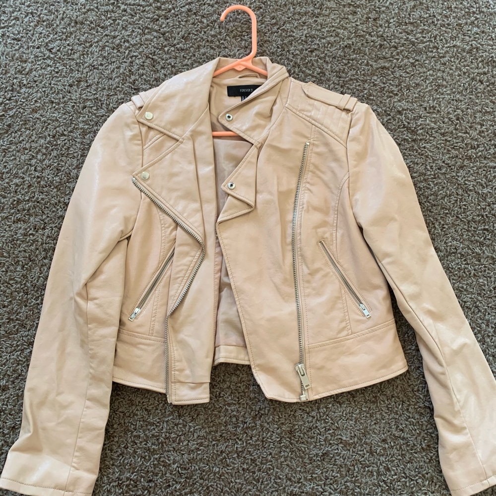 Forever 21 baby pink leather jacket
